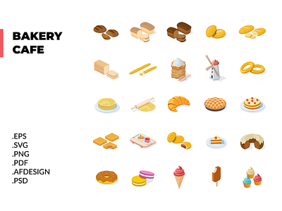 Bakery & Cafe set PART1 affinity concept creative design flat icons idea illustration isometric vector