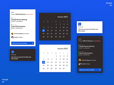 Tiny UI #2 birthday calendar components date date picker event meeting reminder schedule web design