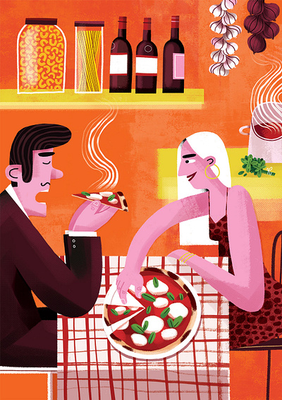 Napoli couple date food illustration italy naples napoli photoshop pizza restaurant travel illustration