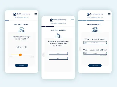 BurialInsurance | Online Form mobile form online form ui design ux design website design
