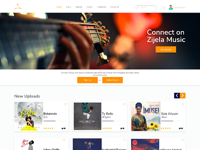 Music web landing page adobexd uiux website design