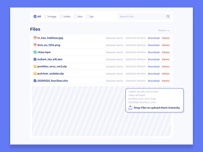 Simple file upload design app application design drag and drop files list table ui upload web design
