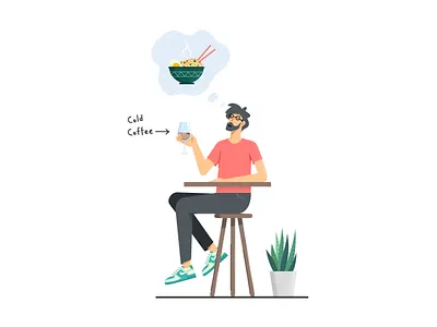 Daydreaming coffee covid19 dream food illustration ramen ui