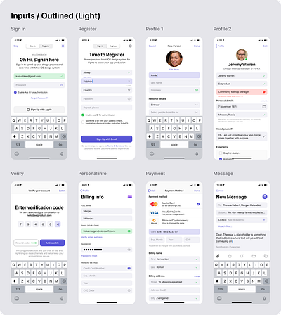 Figma iOS design library - Inputs UI design app design field figma input ios mobile profile register templates text ui ui kit