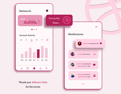 New Player on Dribbble account app dashboard design dribbble invite figma homepage invite notifications player ui