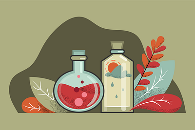 Potion bottles bottles bubble emotions illustration leaves simple illustration vector weather