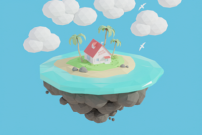 Kame House - DBZ 3d blederrender blender blender 3d blender3dart blendercycles dbz dragonball illustration island isometric kamehouse
