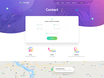 No Bounds Digital - Contact Page colorful contact contact page design ui ui design ux web website