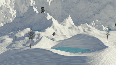 Snow rock mountain - Blender landscape Art bangladesh blender blender3d illustration landscape rocky mountain snow tower trees watchtower white