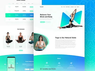 b:yond Meditation Website Concept adobexd blue class gradiant green landing page design meditation reservation ui ui ux uidesign uiux ux xd yoga yoga studio