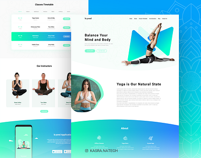 b:yond Meditation Website Concept adobexd blue class gradiant green landing page design meditation reservation ui ui ux uidesign uiux ux xd yoga yoga studio