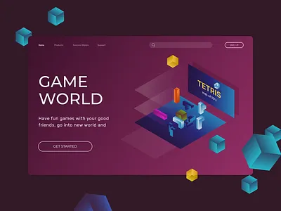Game world concept concept figma game art game concept games gaming illustraion illustrator isometric isometric illustration tetris ui ui design uiux web app web design web game website website design