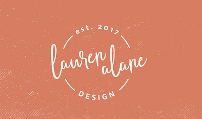 Lauren Alane Design logo branding design brush circle logo cursive custom logo est. 2017 graphic design graphic designer logo design logo designer orange logo personal branding rust orange rustic script signature texture typography