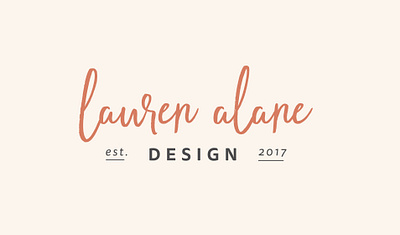 Lauren Alane Design LLC logo branding and identity branding design branding designer custom logo est. 2017 graphic design graphic designer lauren alane logo orange logo personal branding script signature typography