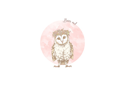 Floral barn owl animal art animal illustration baby art barn owl birds childrens book illustration cute animal digital art floral art flower crown flowers forest animals kids art nursery art owl illustration owls pen drawing photoshop art watercolor woodland animals