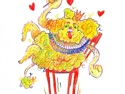 King Dog illustration pencil drawing traditional art