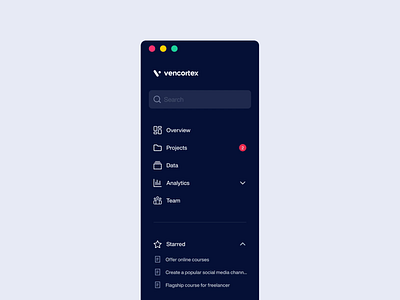 Sidebar Navigation - Vencortex animation dashboard desktop expandable grid layout icon icons menu navigation sidebar sidebar menu stats ui user experience user interface ux web