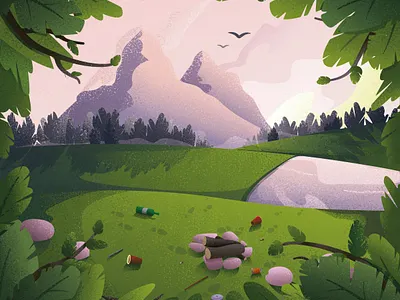 Eco noise art behavior care design eco ecology green illustration mountains nature noise pollution