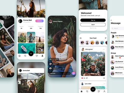 Social App app app design design ios ios app design mobile mobile app mobile app design mobile design mobile ui photo profile page social social app ui ui kit ui kit design ux web web design