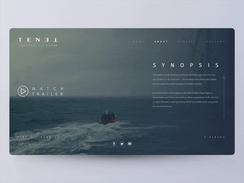 Tenet christopher cinema interaction nolan tenet ui ui design uidesign uidesigns ux ui ux design uxdesign uxui video video background