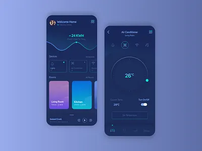 Smart Home App clean controller home iphoneapp mobile app smart smarthome temperature ui