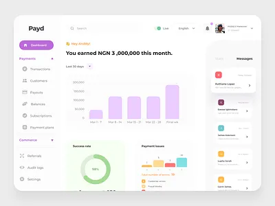 Fin-tech dashboard for Payd agile app creative dashboard design figma finance fintech product management recruiters saas start up uiux designer