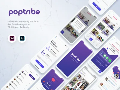 Influencer Marketing Platform Mobile App Re-Design app branding design illustration ios app design minimal mobile app typography ui ux