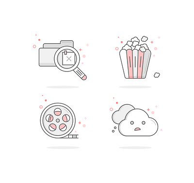 Vectors Icons design. 2d icon icon design illustrator mobile mobile ui movie outline photoshop popcorn set vector web web icons