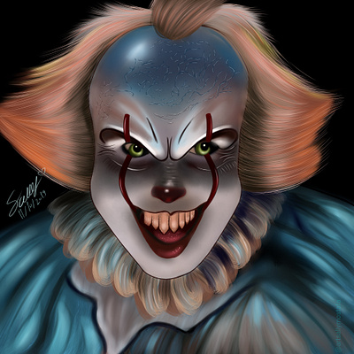 pennywise Scary Clown "it" movie digital digital painting digitalart painting