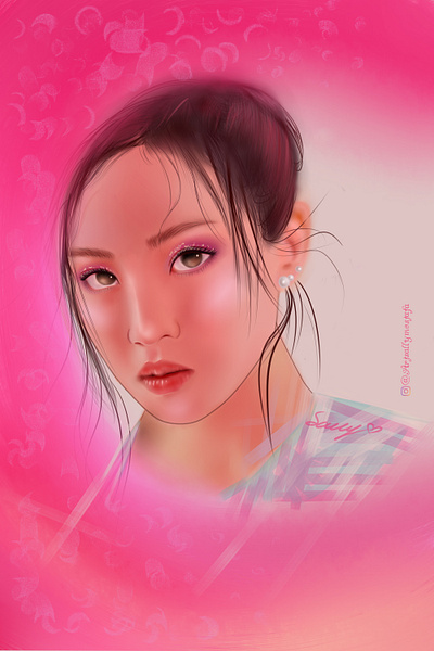 LEE HI digital digital painting digitalart painting pink