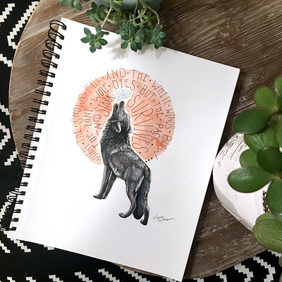 The lone wolf dies, but the pack survives animal art animal illustration animals arya stark game of thrones hand lettering lone wolf ned stark pencil drawing starks traditional art typography watercolor wild animals winterfell wolf drawing wolfpack wolves