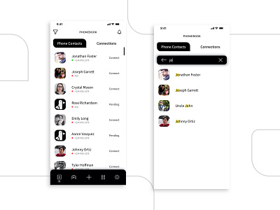 Phonebook Connections Concept concept mobile app design ui design ux design