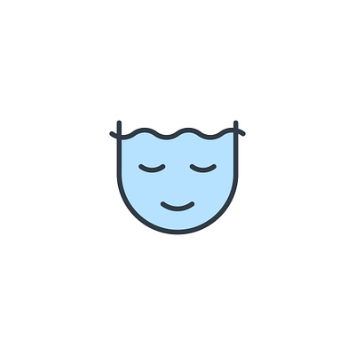 Calm Face blue branding calm line logo meditation round sleep swim two tone vector water