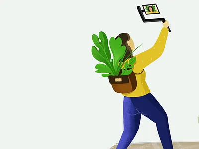Zoom Hacks app austin branding character clean creative design flat illustration minimal people plants saas video zoom