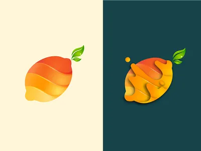 Lemons branding colorful drink food fruit gradient health healthy juice leaf leaves lemon logo shapes sour vector vitamin c yellow