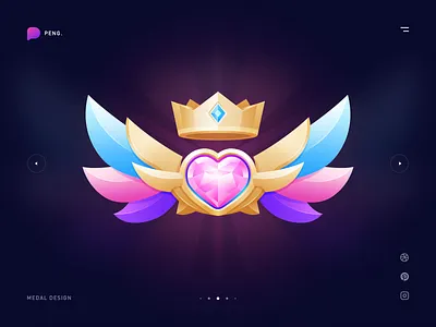Medal crown gems love medal wings