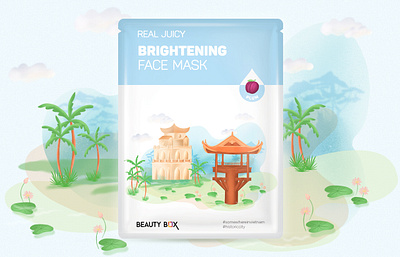 Beauty Box - Real Juicy Face Mask (Plum) branding colors dongtrieuz historic illustration masksheet packaging packaging design somewhereinvietnam travel vietnam