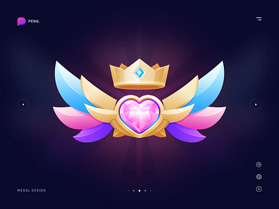 Medal crown gems love medal wings