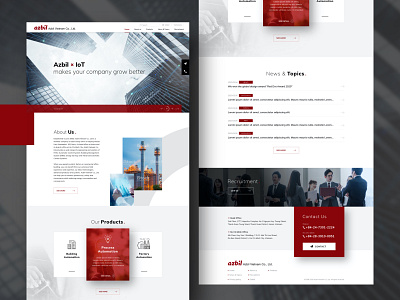 Azbil - Corporation clean corporate dark design homepage red technical ui webdesign white xd