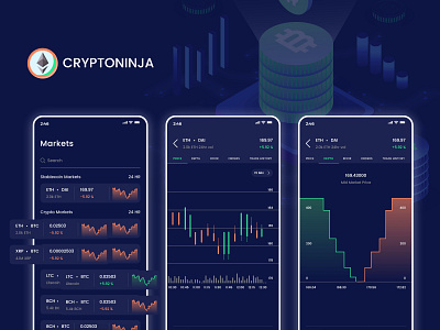 Cryptocurrency Exchange App UI android application apps branding creativity cryptocurrency currency exchange design logo mockup typography ui ux