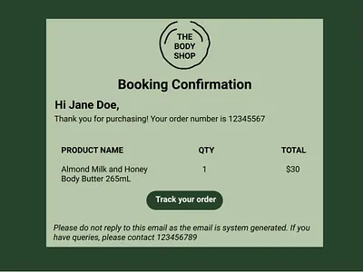 Email Receipt #DailyUI #017 dailyui dark ui design email receipt thebodyshop ui ux