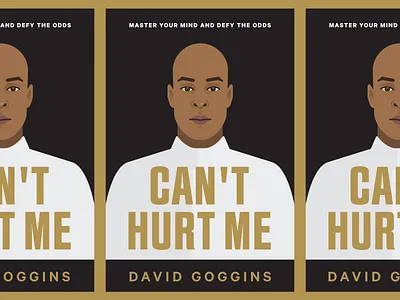 "CAN'T HURT ME" Book Cover Concept black book book cover branding design face gold human illustration person portrait simple simple design vector