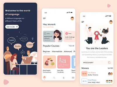 Best Language Learning App android books cources dashboard education educational english ios mobile mobile app mobile app concept mobile application online online education ui user experience user interface ux