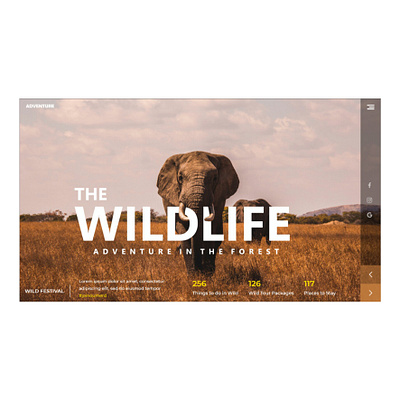 Wildlife Web page Design design illustration landing page design photoshop templates typography ui uidesign ux web