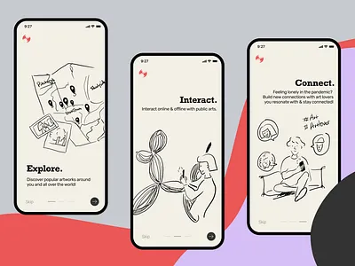 ArTogether - onboarding screens app design flat illustration minimal onboarding onboarding screen onboarding ui ui ux