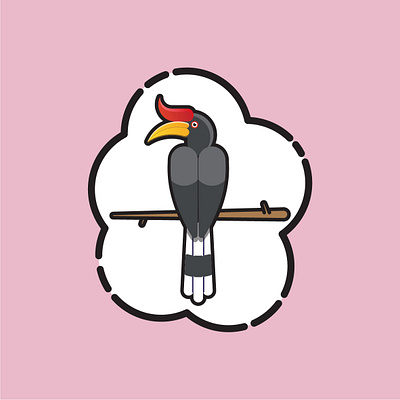 Hornbill in Borneo Island animal art bird borneo design follow hornbill icon illustration logo object protected