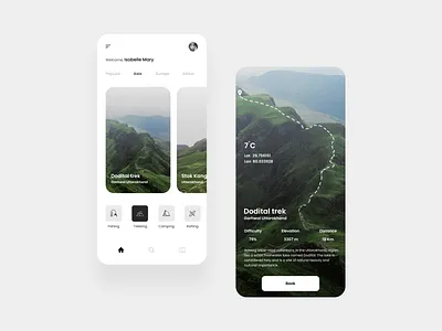 Exploration App application application design application ui concept design exploration figma fishing hiking interaction mountain trekking ui ux