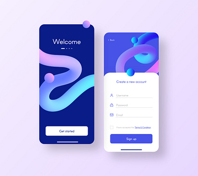 Gradient Mobile Login 3d app design gradient illustrator lines login mobile tutorial ui