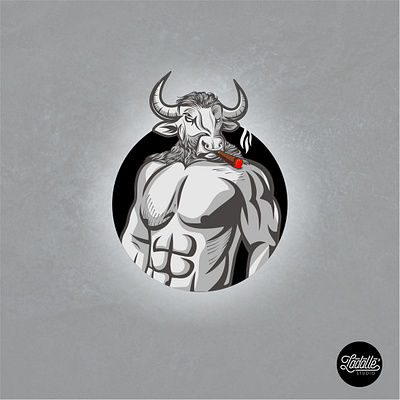 Mr Cigar bull design illustration muscle muscular smoke vector