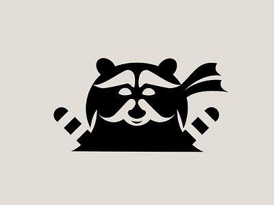 Ninja Racoon animal animal logo animal mark black and white golden ratio logo mark minimalism negative space racoon